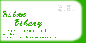milan bihary business card