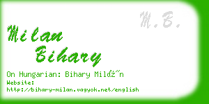 milan bihary business card